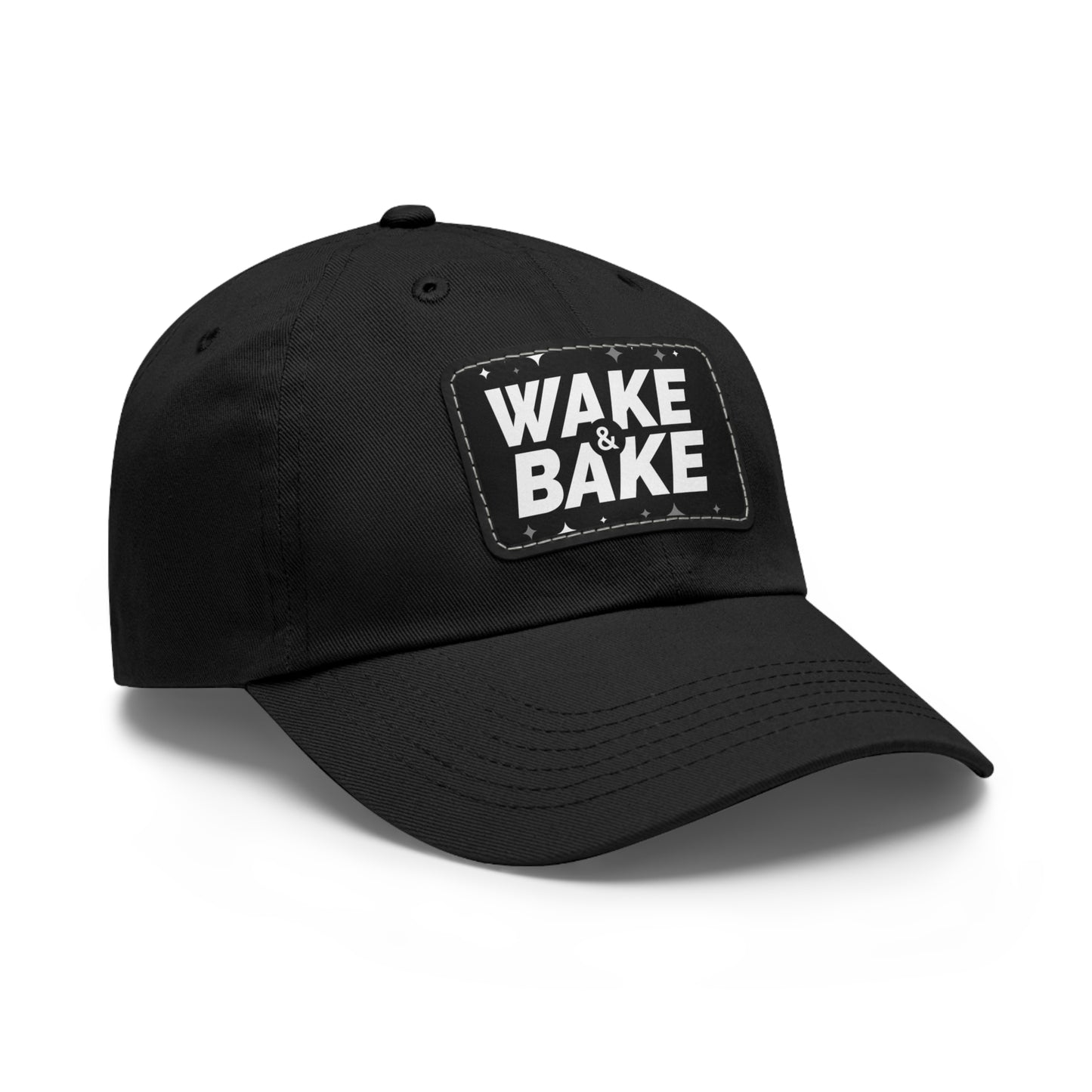 "Wake&Bake" Dad Hat with Leather Patch (Rectangle)