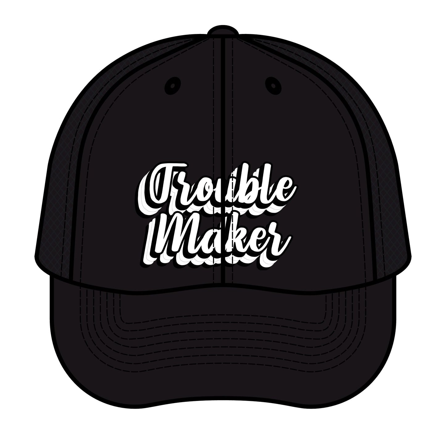 "Trouble Maker" White Font Trucker Retro Hat