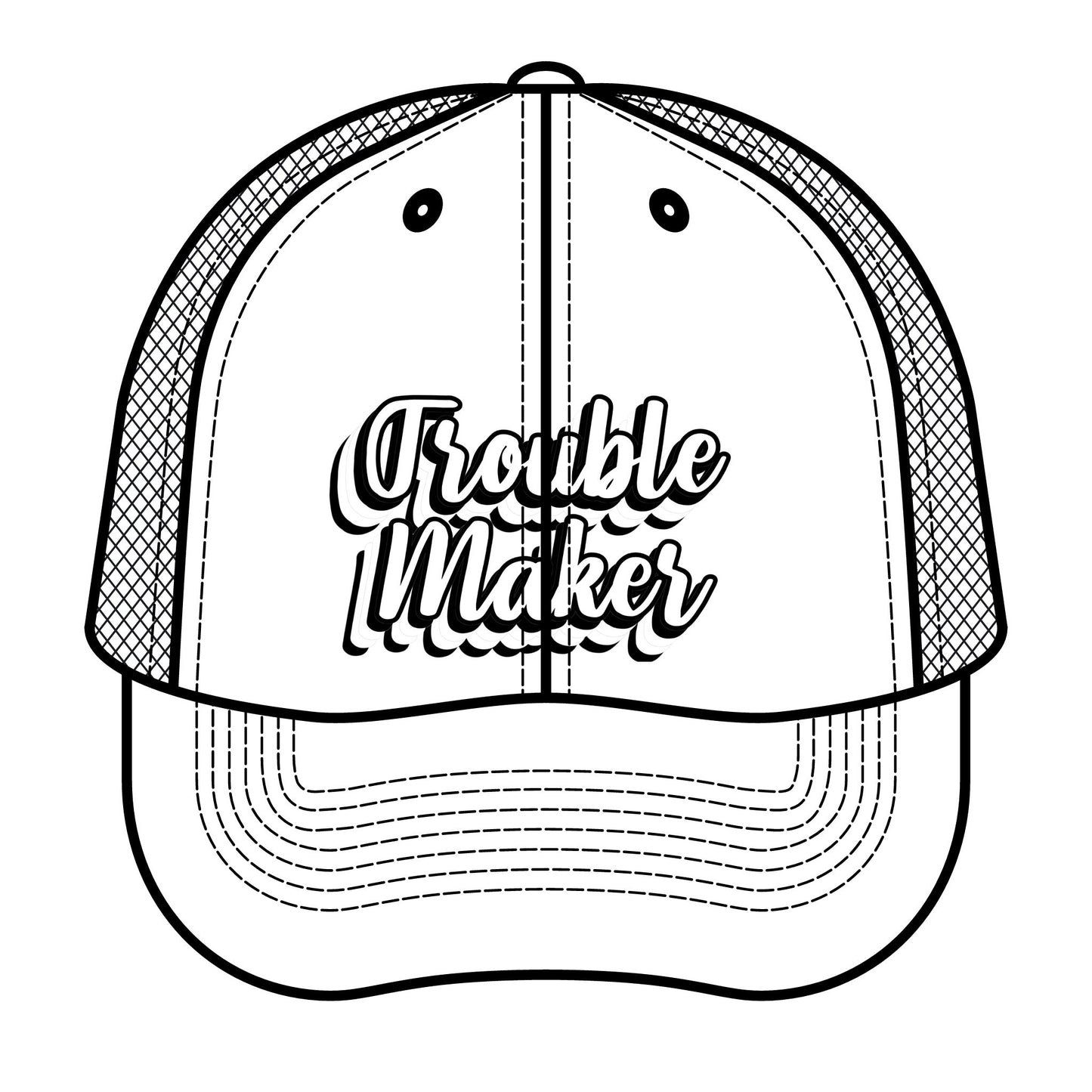 "Trouble Maker" White Font Trucker Retro Hat