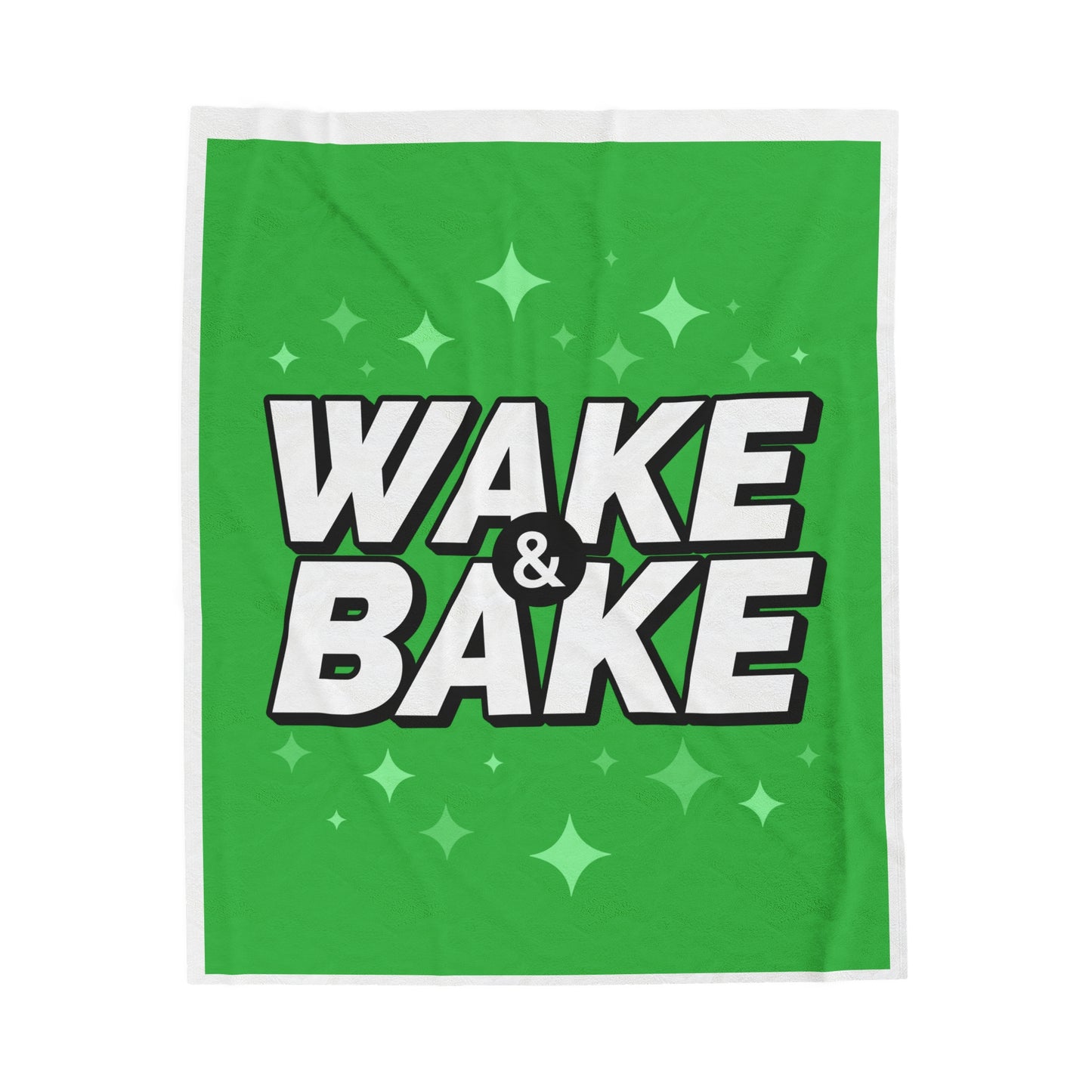 Wake and Bake Velveteen Plush Blanket White/green