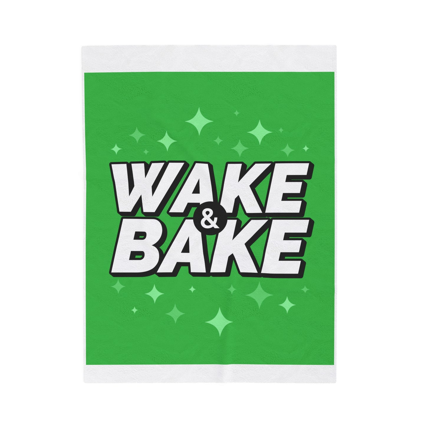Wake and Bake Velveteen Plush Blanket White/green