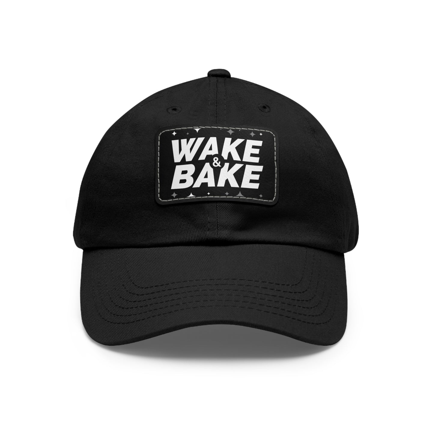"Wake&Bake" Dad Hat with Leather Patch (Rectangle)